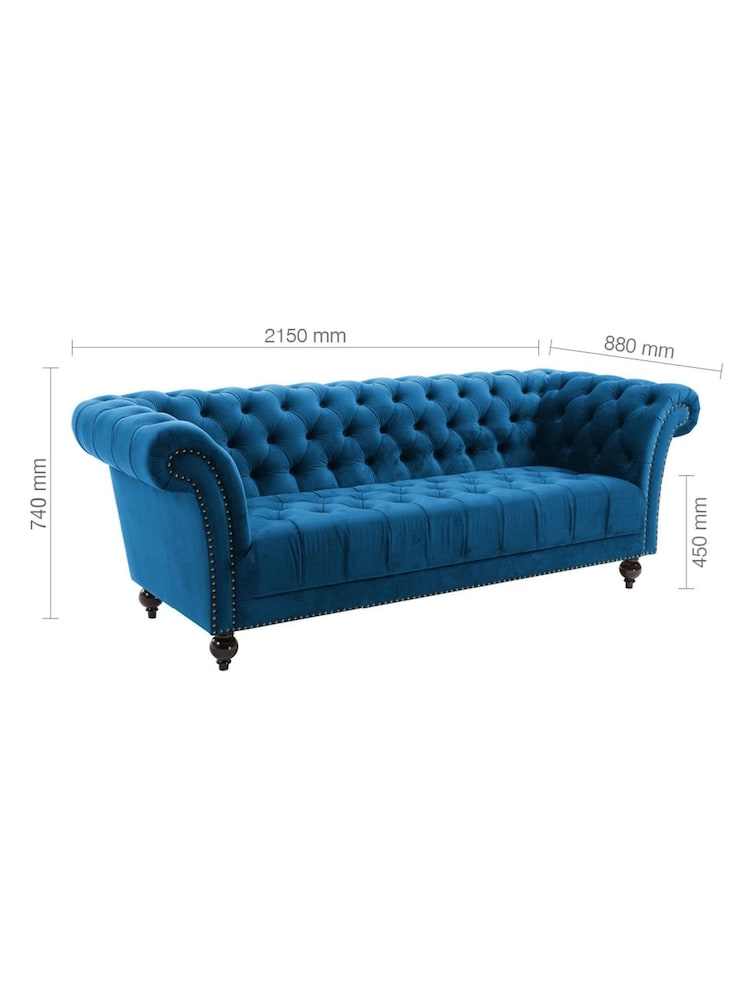 Birlea Blue Chester 3 Seater Sofas - Image 7 of 7 Birlea Blue Chester 3 Seater Sofas - Image 7 of 7