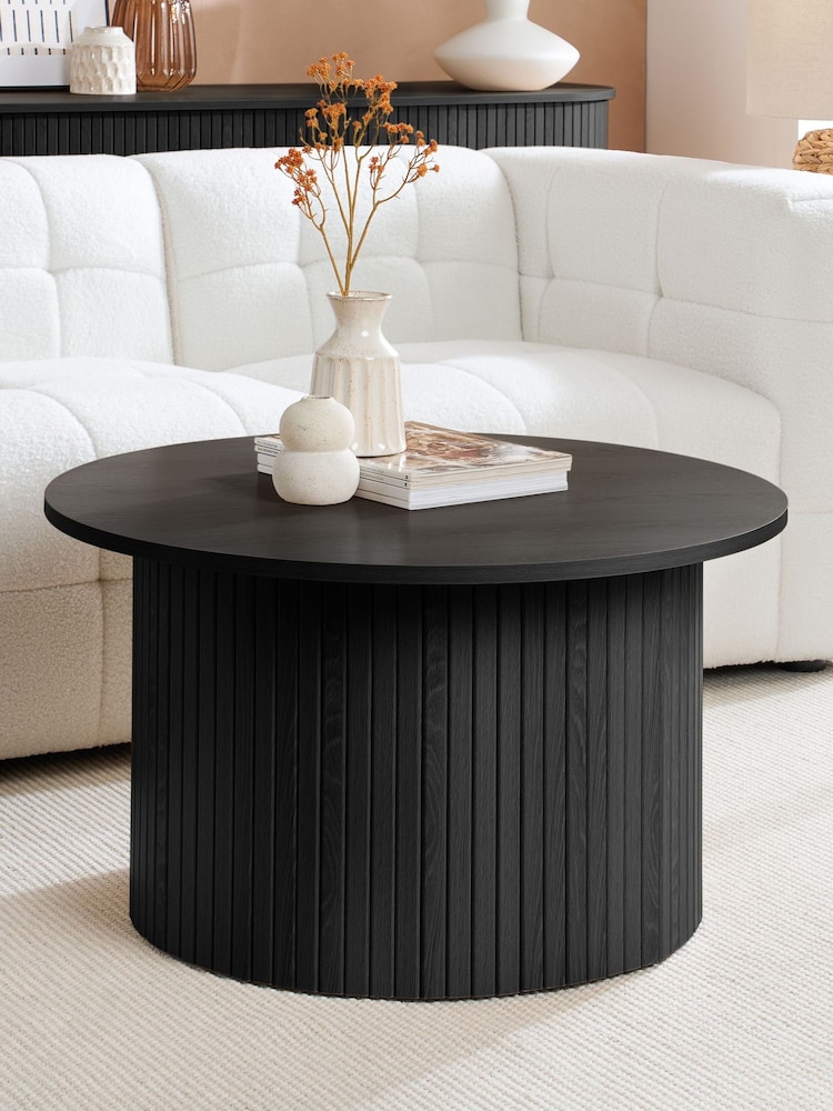 Birlea Black Axel Round Fluted Coffee Table - Image 1 of 5