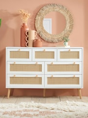Birlea White Croxley 5 Drawer Rattan 7 Drawer Chest - Image 1 of 4