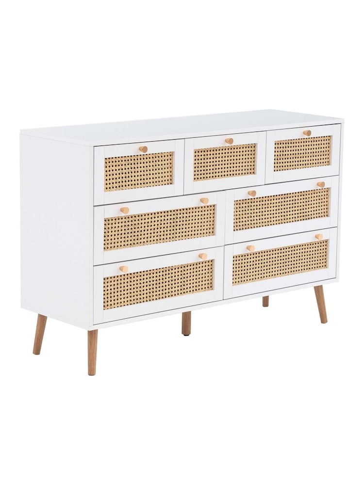Birlea White Croxley 5 Drawer Rattan 7 Drawer Chest - Image 4 of 4