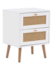 Birlea White Croxley Rattan 2 Drawer Bedside Table - Image 4 of 4