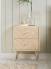 Birlea Brown Herringford 2 Drawer Bedside Table - Image 1 of 4