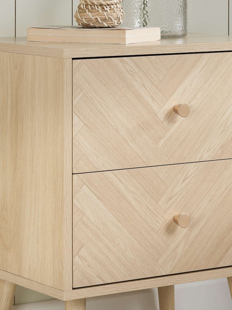 Birlea Brown Herringford 2 Drawer Bedside Table - Image 2 of 4