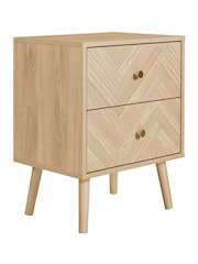 Birlea Brown Herringford 2 Drawer Bedside Table - Image 4 of 4