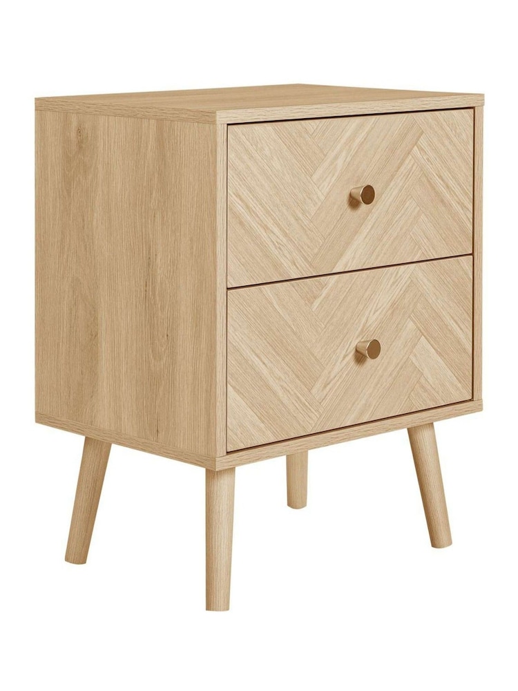 Birlea Brown Herringford 2 Drawer Bedside Table - Image 4 of 4