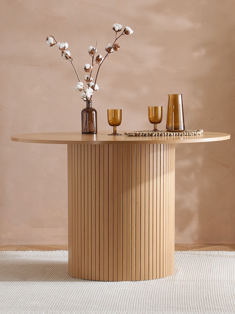 Birlea Oak Axel Round Fluted Dining Table Set - Image 1 of 7