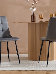 Birlea Oak Axel Round Fluted Dining Table Set - Image 6 of 7