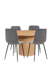 Birlea Oak Axel Round Fluted Dining Table Set - Image 7 of 7