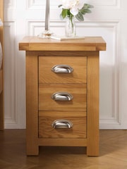 Birlea Oak Woburn 3 Drawer Slim Bedside Table - Image 1 of 5