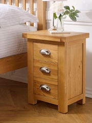 Birlea Oak Woburn 3 Drawer Slim Bedside Table - Image 2 of 5