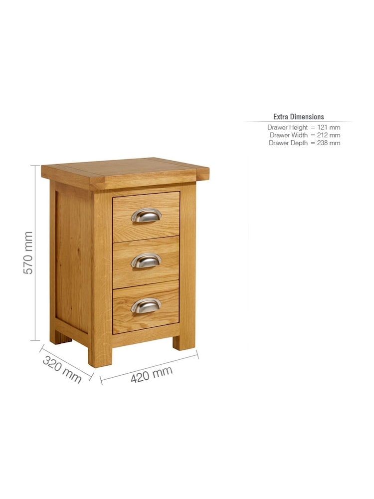 Birlea Oak Woburn 3 Drawer Slim Bedside Table - Image 3 of 3