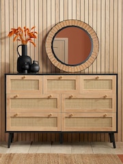 Birlea Black Croxley 5 Drawer Rattan 7 Drawer Chest - Image 1 of 6