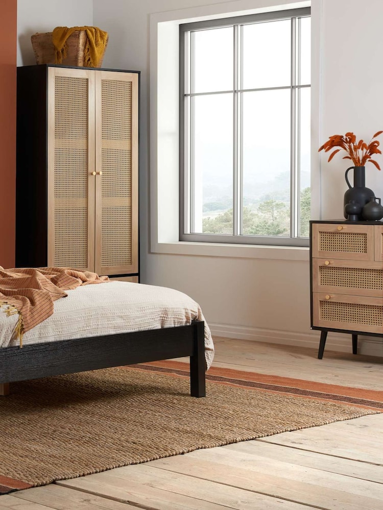 Birlea Black Croxley 5 Drawer Rattan 7 Drawer Chest - Image 2 of 6