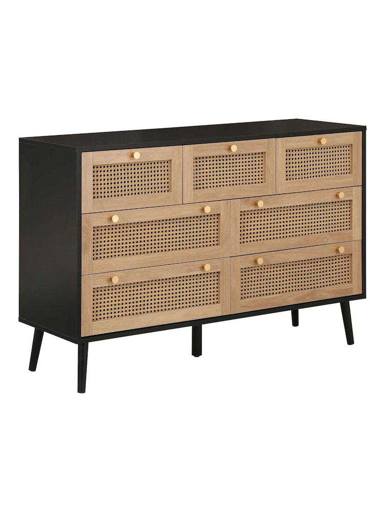 Birlea Black Croxley 5 Drawer Rattan 7 Drawer Chest - Image 6 of 6
