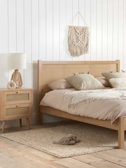 Birlea Oak Croxley Rattan 2 Drawer Bedside Table - Image 2 of 5