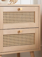 Birlea Oak Croxley Rattan 2 Drawer Bedside Table - Image 3 of 5