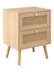 Birlea Oak Croxley Rattan 2 Drawer Bedside Table - Image 5 of 5
