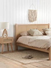 Birlea Oak Croxley Rattan 1 Drawer Bedside Table - Image 2 of 5