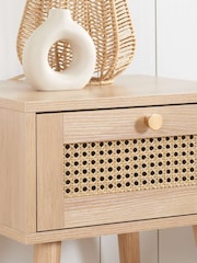 Birlea Oak Croxley Rattan 1 Drawer Bedside Table - Image 3 of 5