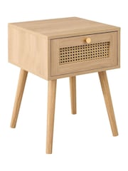 Birlea Oak Croxley Rattan 1 Drawer Bedside Table - Image 5 of 5