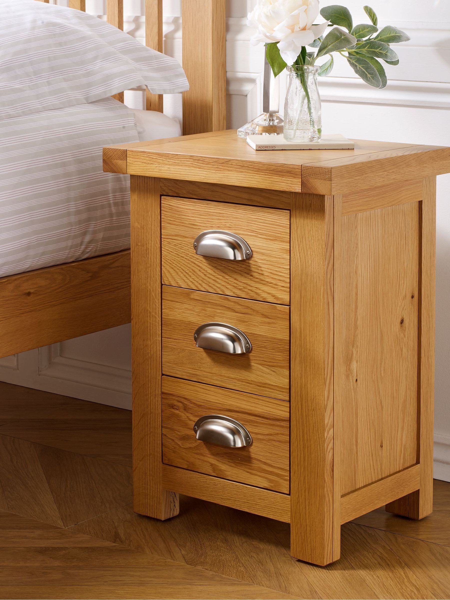 Birlea Unisex Light Oak Woburn Large 3 Drawer Bedside Oak In - Image 7