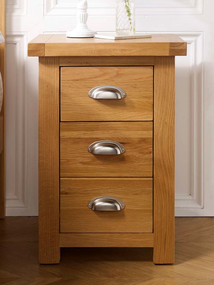 Birlea Oak Woburn 3 Drawer Bedside Table - Image 1 of 5