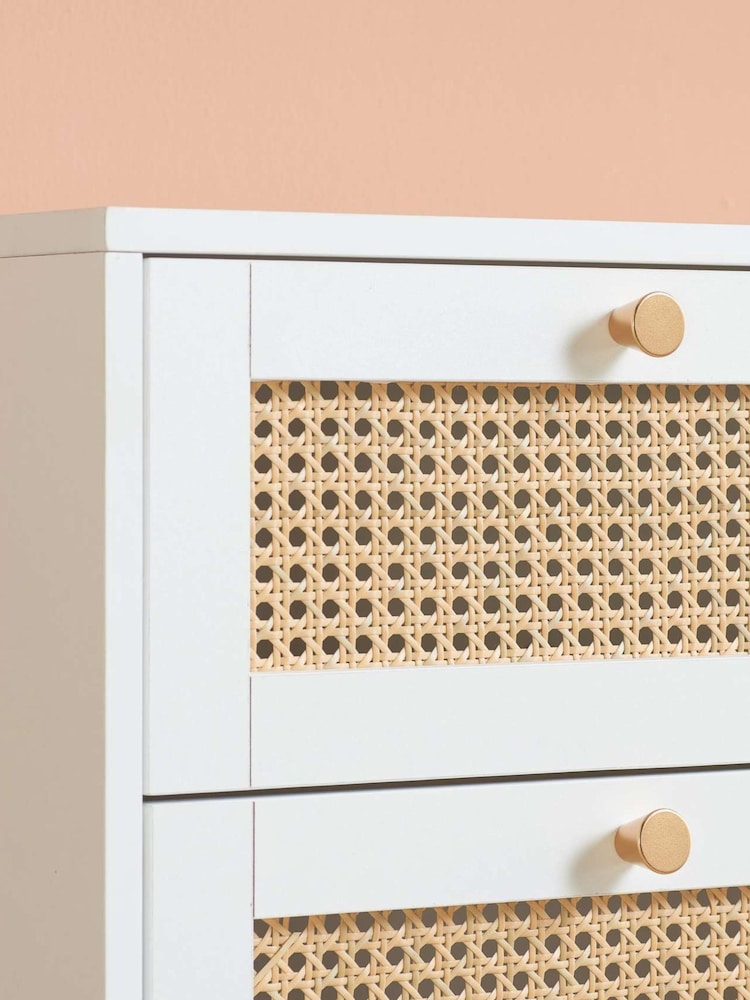 Birlea White Croxley 5 Drawer Rattan 5 Drawer Chest - Image 2 of 3