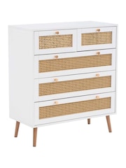 Birlea White Croxley 5 Drawer Rattan 5 Drawer Chest - Image 3 of 3