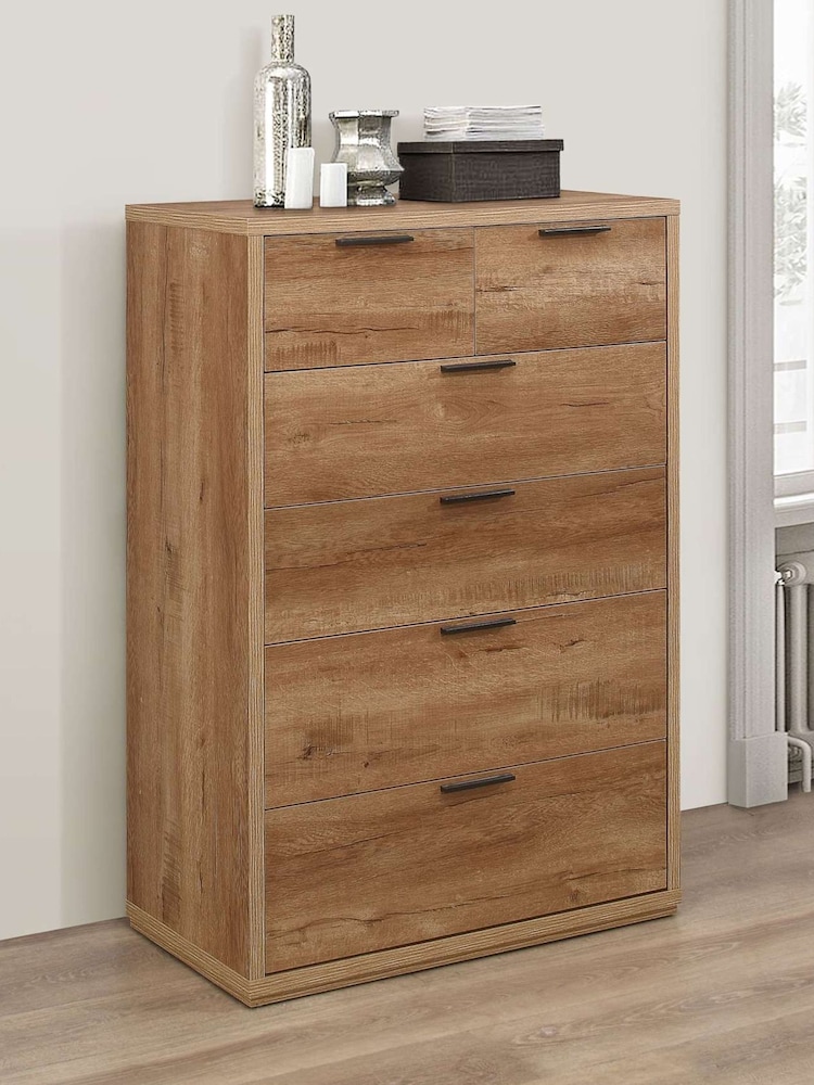 Birlea Oak Stockwell 4 + 2 6 Drawer Chest - Image 2 of 4