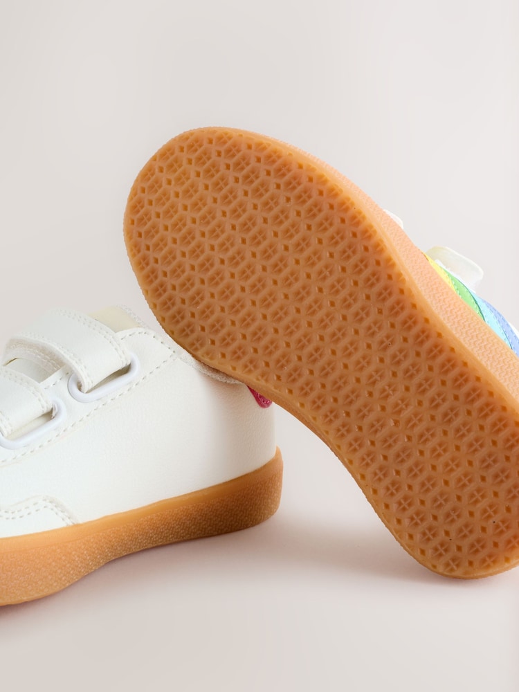 Little Bird by Jools Oliver White Younger Gum Sole Trainers with Rainbow Stripe - Image 5 of 5 Little Bird by Jools Oliver White Younger Gum Sole Trainers with Rainbow Stripe - Image 5 of 5