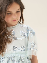 Angel & Rocket Green Delta Mint Sequin Bow Mesh Dress - Image 4 of 5