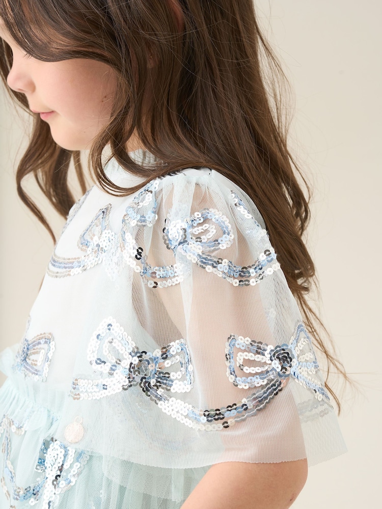 Angel & Rocket Green Delta Mint Sequin Bow Mesh Dress - Image 5 of 5