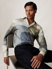 Reiss Felix Abstract-Print Long-Sleeve Shirt - Imagen 1 de 8