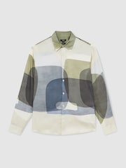 Reiss Felix Abstract-Print Long-Sleeve Shirt - Imagen 2 de 8