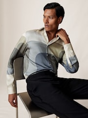 Reiss Felix Abstract-Print Long-Sleeve Shirt - Imagen 6 de 8