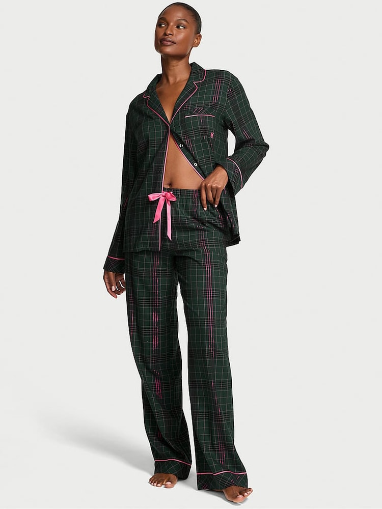 Victoria's Secret Clover Green Tartan Flannel Long Pyjamas Set - Image 1 of 2 Victoria's Secret Clover Green Tartan Flannel Long Pyjamas Set - Image 1 of 2