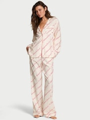 Victoria's Secret White & Red Christmas Candy Cane VS Script Long Pyjamas Set - Image 1 of 2