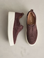 Chocolate Brown Suede Signature Leather Chunky Wedge Platform Trainers - Image 1 of 5