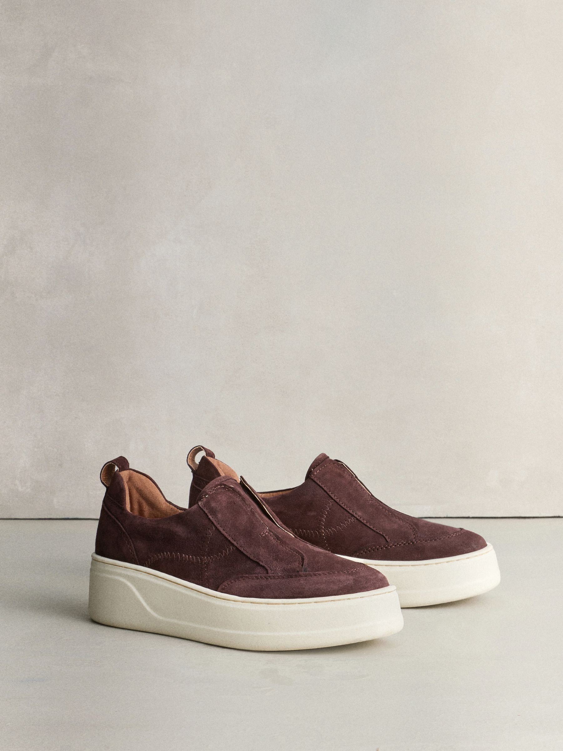 Buy Chocolate Brown Suede Signature Leather Chunky Wedge Platform