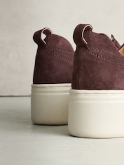Chocolate Brown Suede Signature Leather Chunky Wedge Platform Trainers - Image 2 of 5