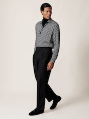 Reiss Black Nix Medallion-Print Long-Sleeve Shirt - Image 1 of 6