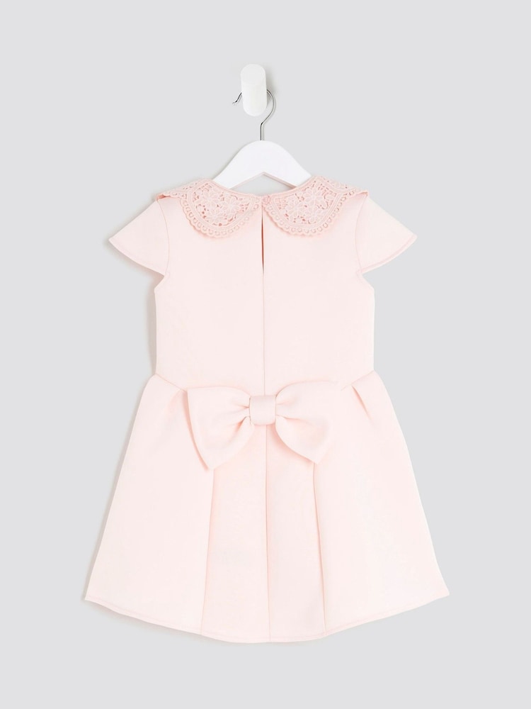 River Island Pink Girls Collar Bow Back Dress - Image 2 of 4