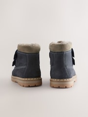 Blue Navy Wide Fit (G) Leather Thermal Thinsulate™ Lined Touch Fastening Work Boots - Image 3 of 5