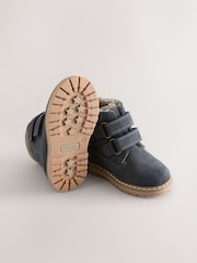 Blue Navy Wide Fit (G) Leather Thermal Thinsulate™ Lined Touch Fastening Work Boots - Image 4 of 5