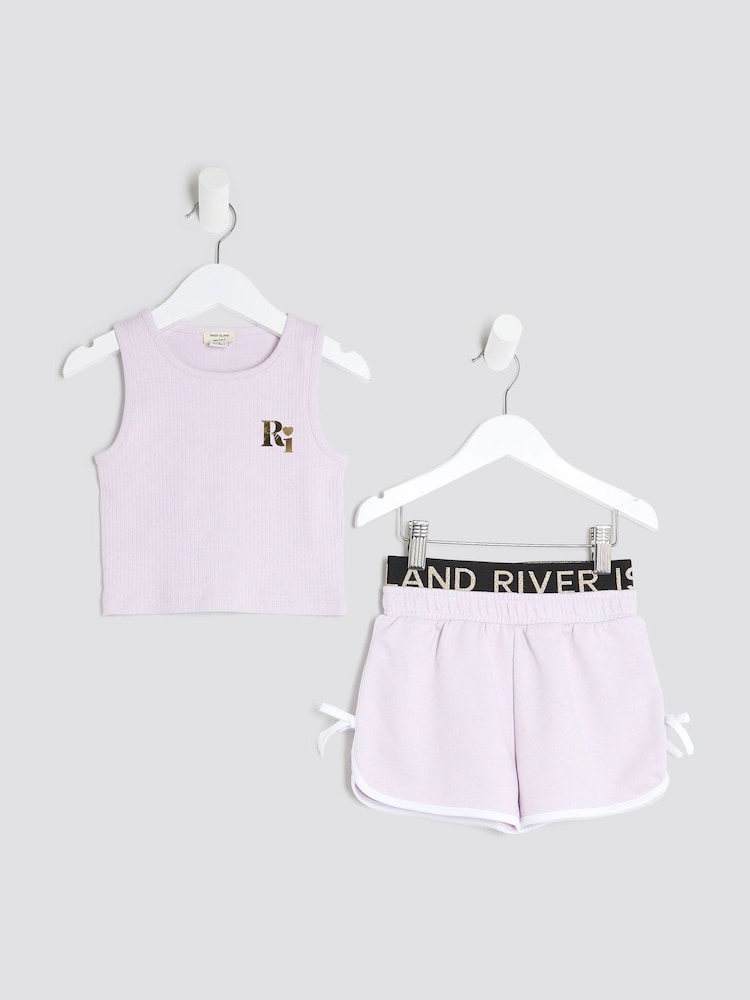 River Island Purple Girls Tank Top Runner Set - Image 1 of 5