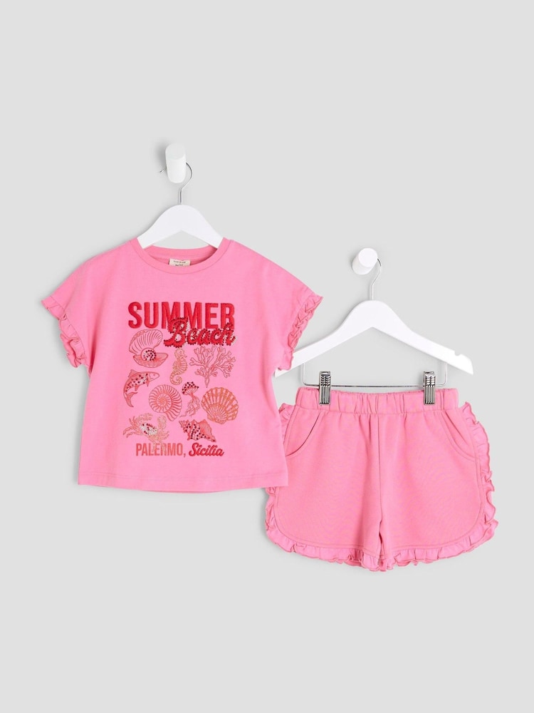 River Island Pink Shell T-Shirt Runner Set - Image 2 of 5