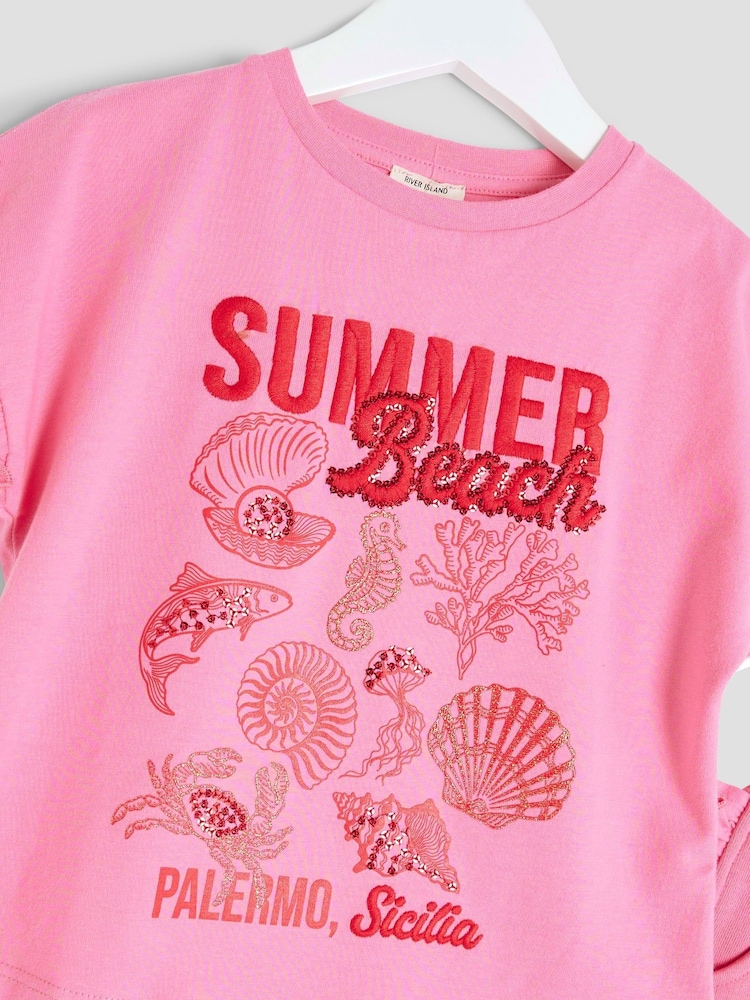 River Island Pink Shell T-Shirt Runner Set - Image 5 of 5 River Island Pink Shell T-Shirt Runner Set - Image 5 of 5