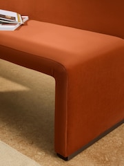 MADE.COM Rust Red Velvet Tova Left Hand Corner Dining Table and Bench Set - Image 5 of 7