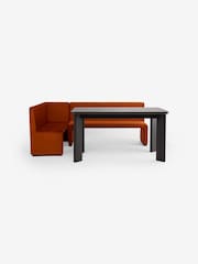 MADE.COM Rust Red Velvet Tova Left Hand Corner Dining Table and Bench Set - Image 6 of 7