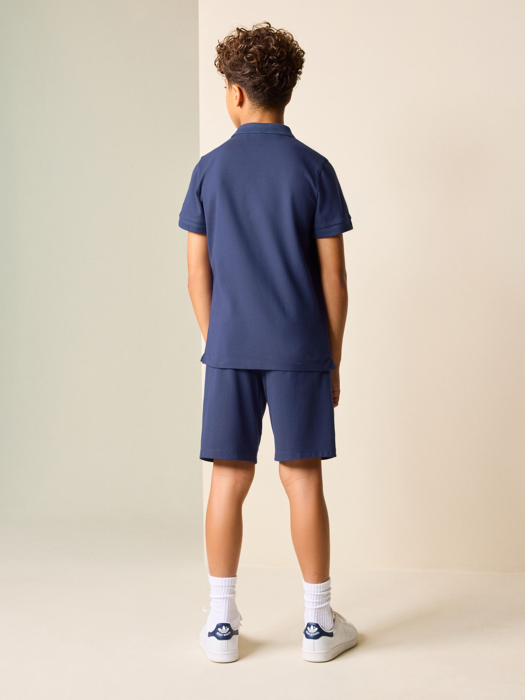 Buy Navy Short Sleeve Polo Shirt and Shorts Set (3-16yrs) from